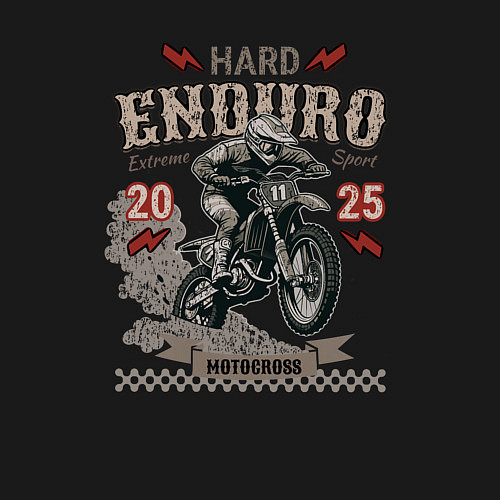 Мужской свитшот Мотоцикл Хард эндуро, экстремальная езда / Черный – фото 3
