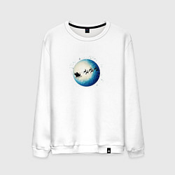 Мужской свитшот Санта на оленях - светлый