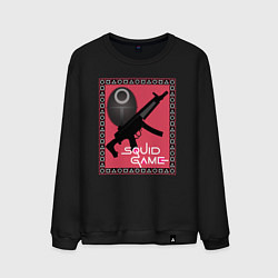 Свитшот хлопковый мужской Squid game gun and mask, цвет: черный