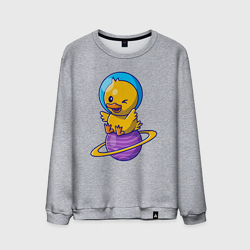 Мужской свитшот Утёнок на сатурне / Меланж – фото 1