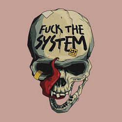 Свитшот хлопковый мужской Skull - fuck the system, цвет: пыльно-розовый — фото 2
