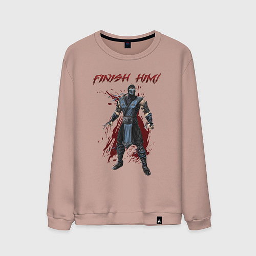 Мужской свитшот Finish him Sub-Zero Mortal Kombat / Пыльно-розовый – фото 1