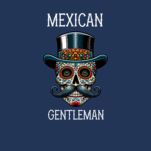 Мужской свитшот Мексиканский джентльмен череп муэрто / Тёмно-синий – фото 3