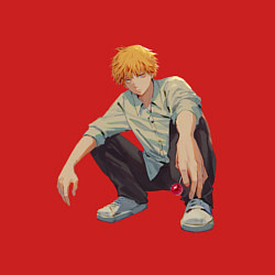 Свитшот хлопковый мужской Человек-бензопила Денджи чилл, цвет: красный — фото 2