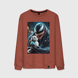 Мужской свитшот Venom and funny kitten with backpack
