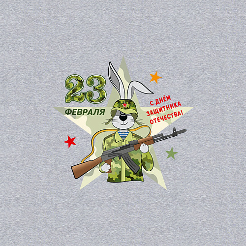 Мужской свитшот Заяц с автоматом / Меланж – фото 3