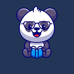 Свитшот хлопковый мужской Панда с книгой, цвет: тёмно-синий — фото 2