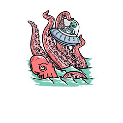 Свитшот хлопковый мужской Осьминог и НЛО, цвет: белый — фото 2