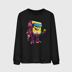 Свитшот хлопковый мужской Sponge Bob - cyberpunk fantasy, цвет: черный