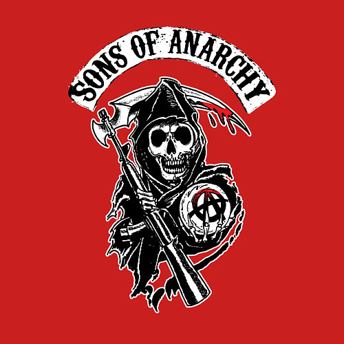 Мужской свитшот Sons of anarchy - логотип / Красный – фото 3