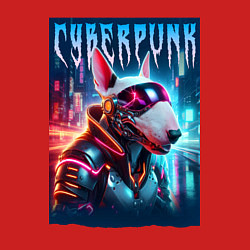 Свитшот хлопковый мужской Dude bull terrier - cyberpunk, цвет: красный — фото 2