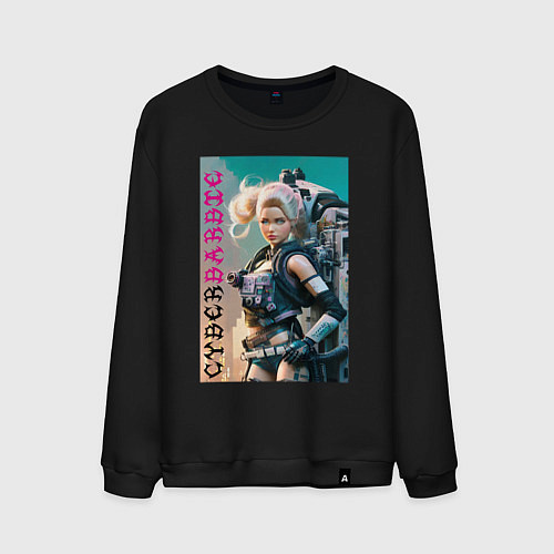 Мужской свитшот Cyber Barbie - ai art fantasy / Черный – фото 1