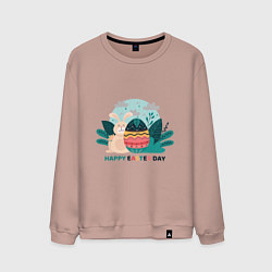 Мужской свитшот Пасхальный кролик с надписью