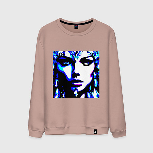 Мужской свитшот Абстракция девушка камни / Пыльно-розовый – фото 1