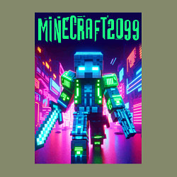 Свитшот хлопковый мужской Minecraft 2099 - neon glow fantasy, цвет: авокадо — фото 2
