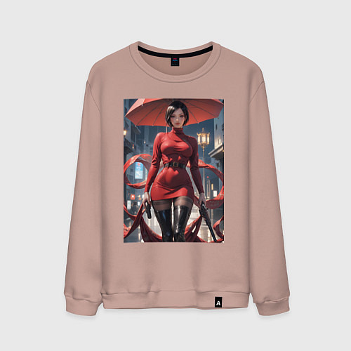 Мужской свитшот Ада Вонг из Resident Evil / Пыльно-розовый – фото 1
