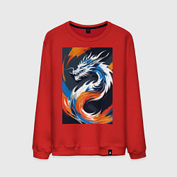 Свитшот хлопковый мужской Дракон в вихре красок, цвет: красный