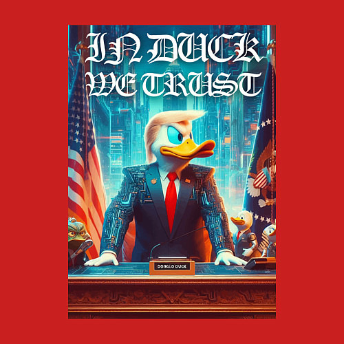 Мужской свитшот Мы верим в утку - мем / Красный – фото 3