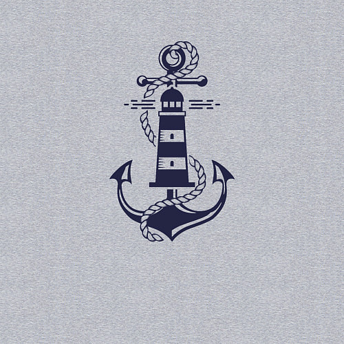 Мужской свитшот Морская эмблема - якорь и маяк / Меланж – фото 3