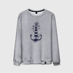Мужской свитшот Морская эмблема - якорь и маяк