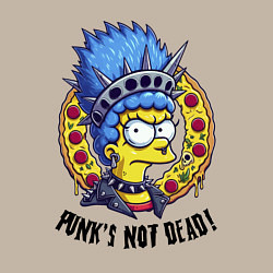 Свитшот хлопковый мужской Мардж Симпсон на фоне пиццы - панк жив, цвет: миндальный — фото 2