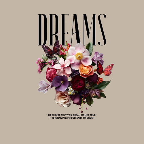 Мужской свитшот Dreams flowers - надпись: мечтать / Миндальный – фото 3