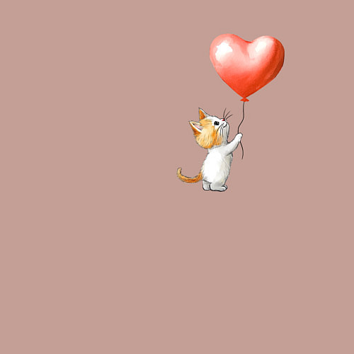 Мужской свитшот Котик с шариком сердцем / Пыльно-розовый – фото 3