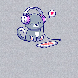 Свитшот хлопковый мужской Котёнок меломан, цвет: меланж — фото 2