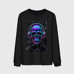 Мужской свитшот Неоновый череп в наушниках