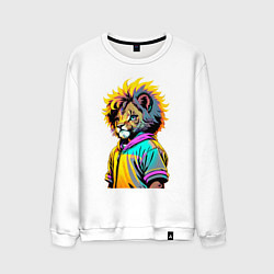 Мужской свитшот Прикольный львёнок - поп-арт