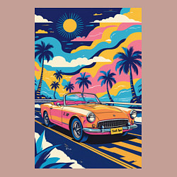 Свитшот хлопковый мужской Кабриолет едет по тропическому острову, цвет: пыльно-розовый — фото 2