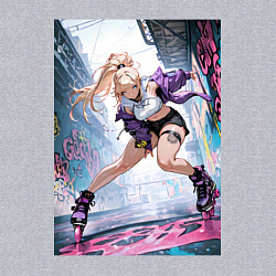 Свитшот хлопковый мужской Девушка на роликах исполняет трюки, цвет: меланж — фото 2