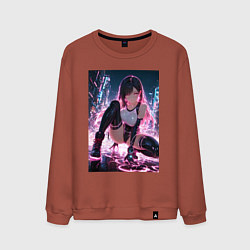 Свитшот хлопковый мужской Тифа Локхарт из Final Fantasy VII в стиле киберпан, цвет: кирпичный