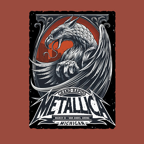 Мужской свитшот Metallica - Michigan playbill Grand rapids / Кирпичный – фото 3