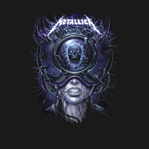 Мужской свитшот Металлика - девушка в виртуальном шлеме / Черный – фото 3