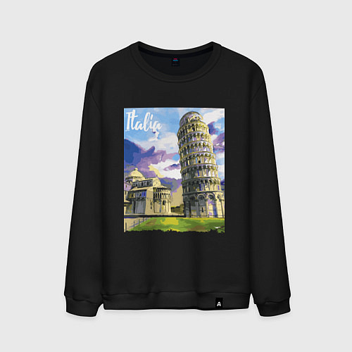Мужской свитшот Италия Пизанская башня / Черный – фото 1