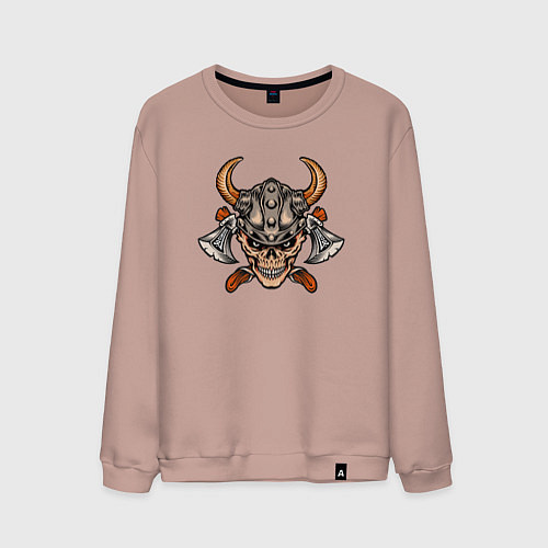 Мужской свитшот Череп викинга / Пыльно-розовый – фото 1