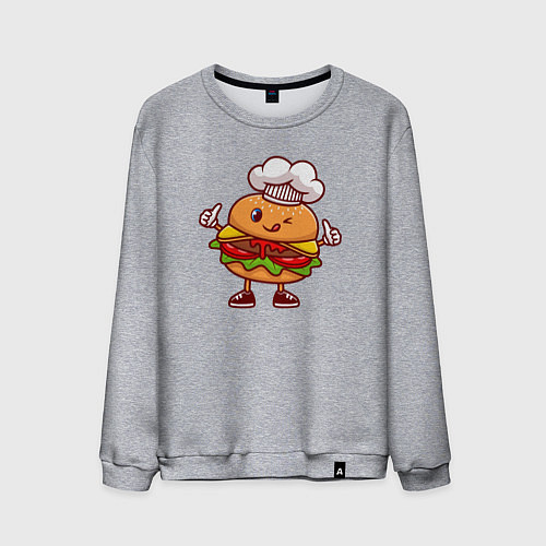 Мужской свитшот Повар бургер / Меланж – фото 1