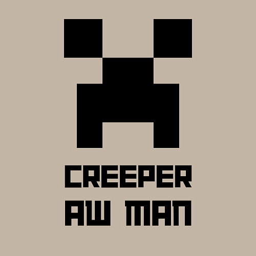 Мужской свитшот Creeper Aw Man, Майнкрафт мем / Миндальный – фото 3