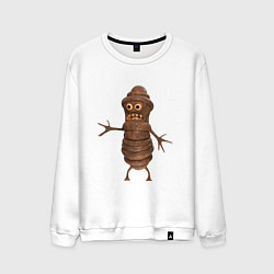 Свитшот хлопковый мужской Сartoon worm character brown, цвет: белый