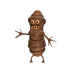Свитшот хлопковый мужской Сartoon worm character brown, цвет: белый — фото 2