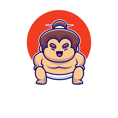 Мужской свитшот Маленький сумоист / Белый – фото 3