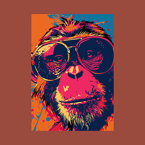 Мужской свитшот Обезьяна в очках big pop art / Кирпичный – фото 3