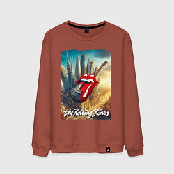 Свитшот хлопковый мужской Rolling Stones - logo-guitar, цвет: кирпичный