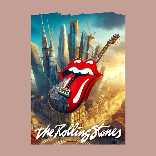 Мужской свитшот Rolling Stones - logo-guitar / Пыльно-розовый – фото 3
