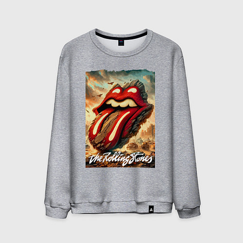 Мужской свитшот Rolling Stones - logo transformation / Меланж – фото 1
