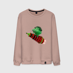 Мужской свитшот Зеленый монстр на красной ракете