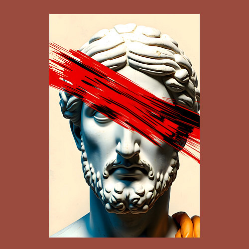 Мужской свитшот Штрих на античной статуе / Кирпичный – фото 3