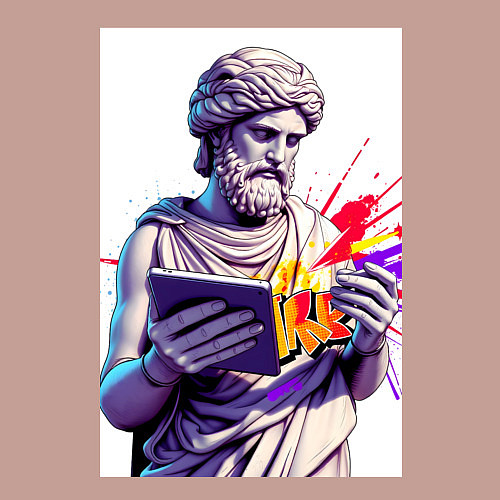 Мужской свитшот Античная статуя и граффити / Пыльно-розовый – фото 3