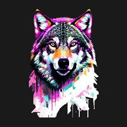 Свитшот хлопковый мужской Волчья морда - нейроарт, цвет: черный — фото 2